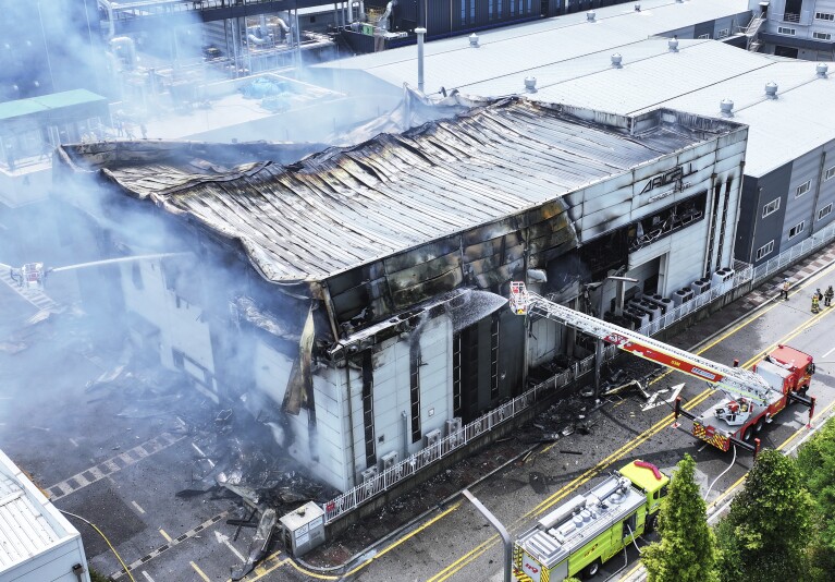 Fire at lithium battery factory in South Korea kills 9, leaving 15 others missing